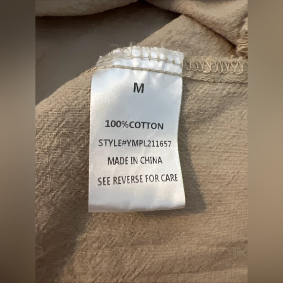 Scandi Girl Normcore Cotton Natural Fiber Pink Lilly Tan Babydoll Dress Size Med - Picture 8 of 8